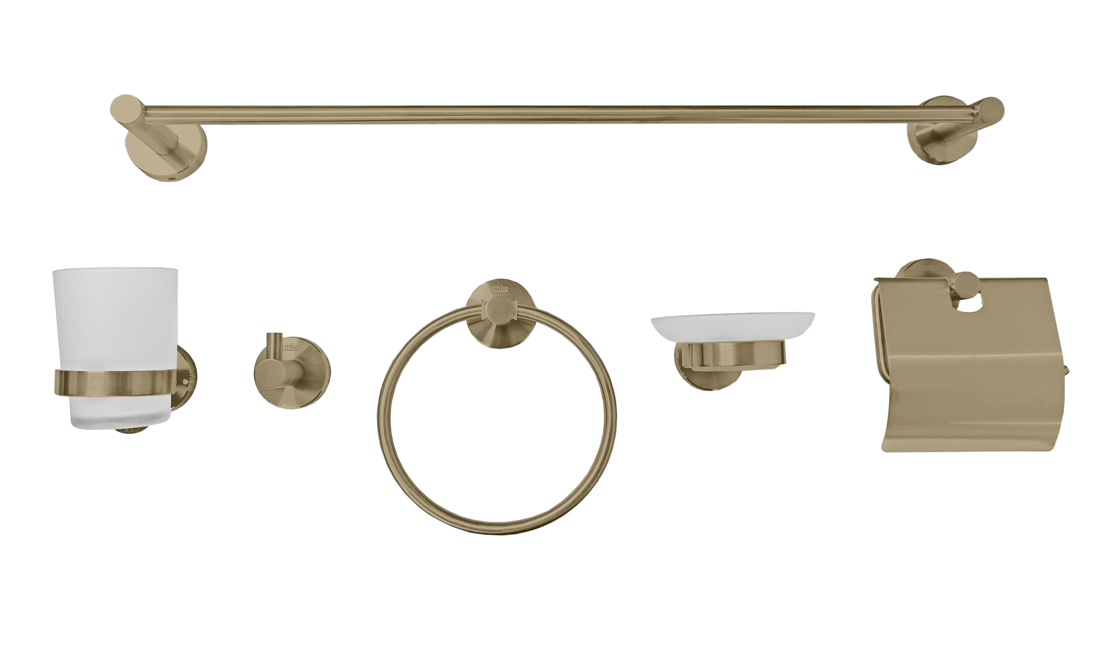 Juego de Accesorios para Baño, 6 Piezas, Dorado, Acero Inoxidable, Imke
