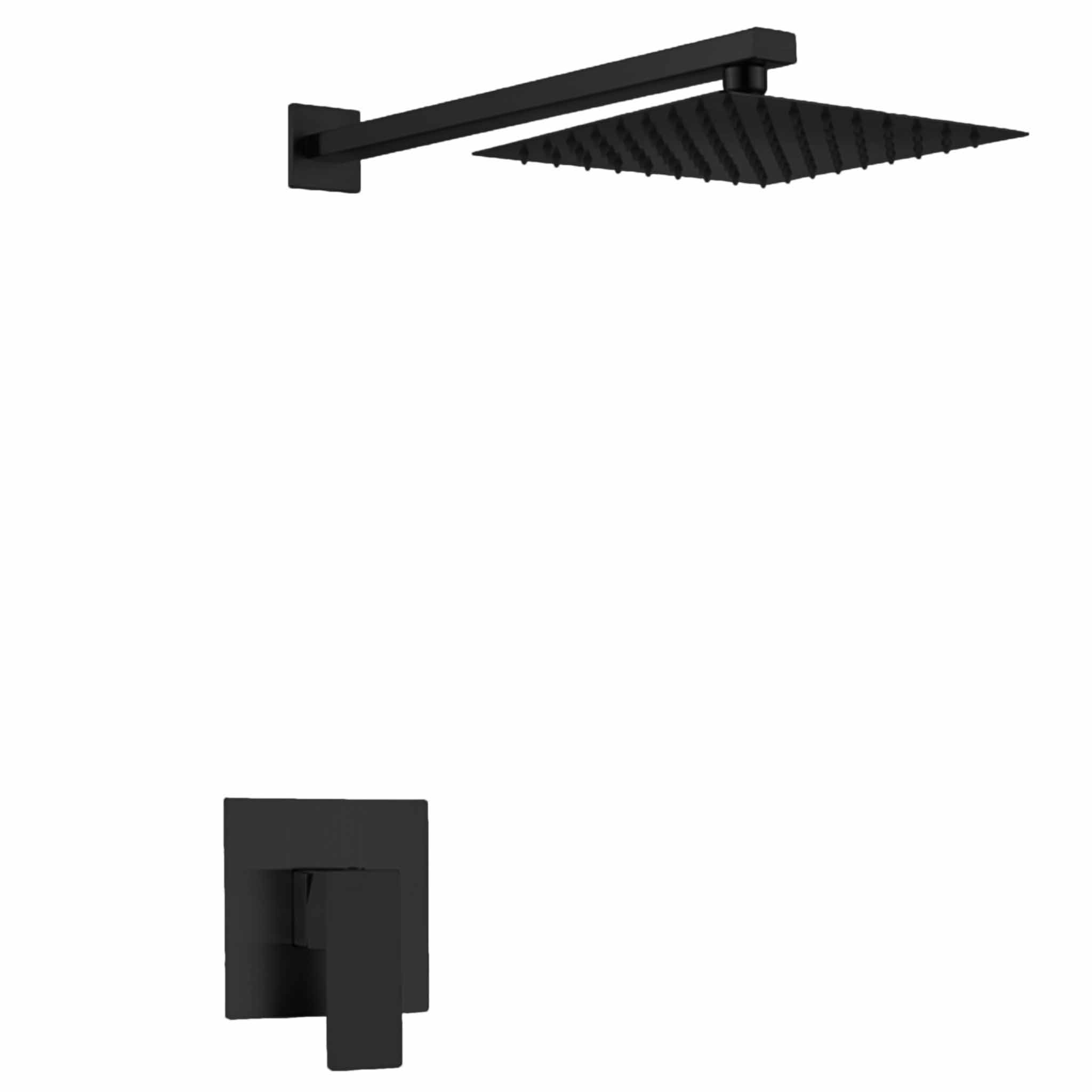 Trento, Mezcladora Empotrada con Cabeza de Ducha Cuadrada, Negro Mate, Imke