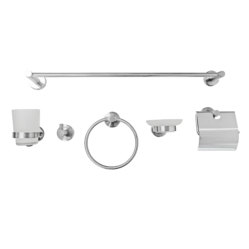 Juego de Accesorios para Baño, 6 Piezas, Cepillado Pulido, Acero Inoxidable, Imke