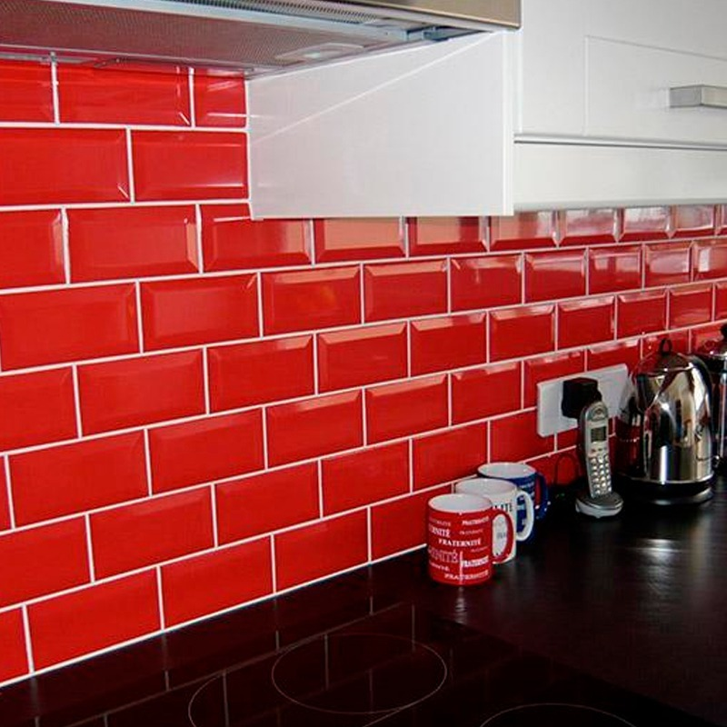 Diamond Rojo, Azulejo Biselado, 10x20, Brillante