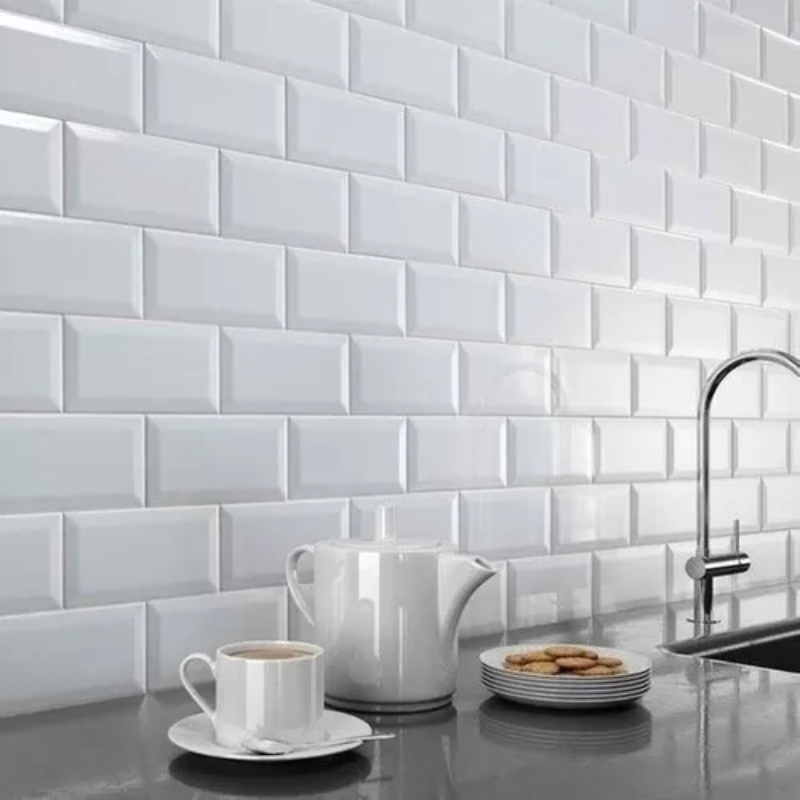 Diamond Blanco, Azulejo Biselado, 10x20, Brillante