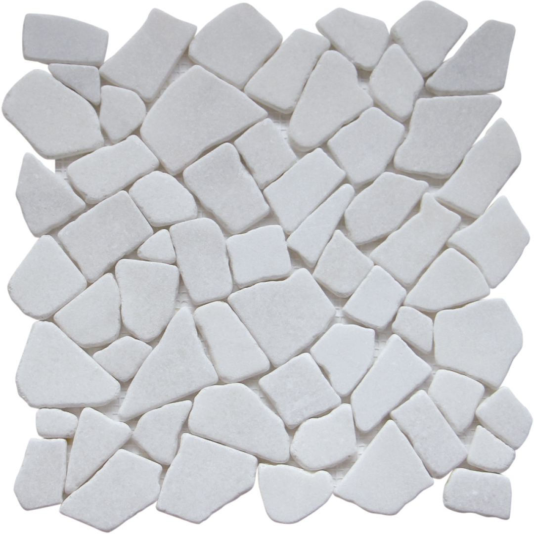 Mosaico Multiple Galet White Cut, Formato 30.5x30.5 cm