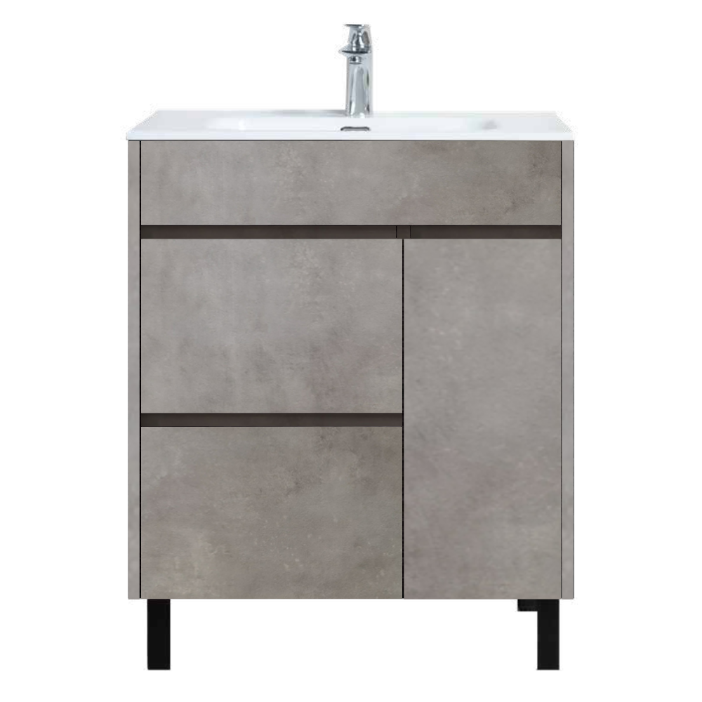 Grazia 70, Gabinete de Dos Puertas a Piso, Color Gris Cemento, 70x45.5x72 cm