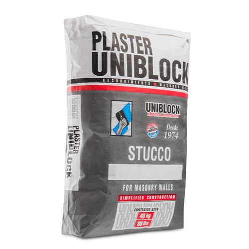 Uniblock Stucco Acabado Fino Gris, 40 kg