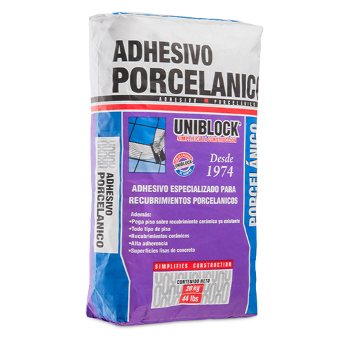 Uniblock Adhesivo Porcelánico (PSP) Gris, 20 kg