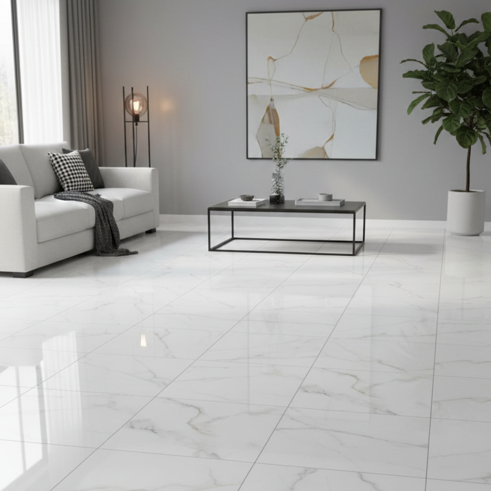 Prime Statuario Pearl, Piso Porcelanato, 60x60, Brillante