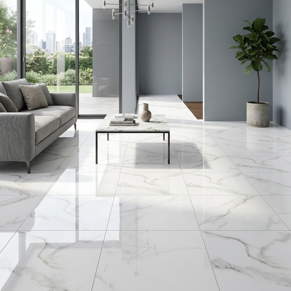 Prime Statuario Pearl, Piso Porcelanato, 60x60, Brillante