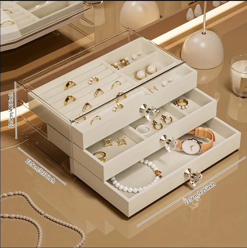 Organizador de joyas forrado en terciopelo