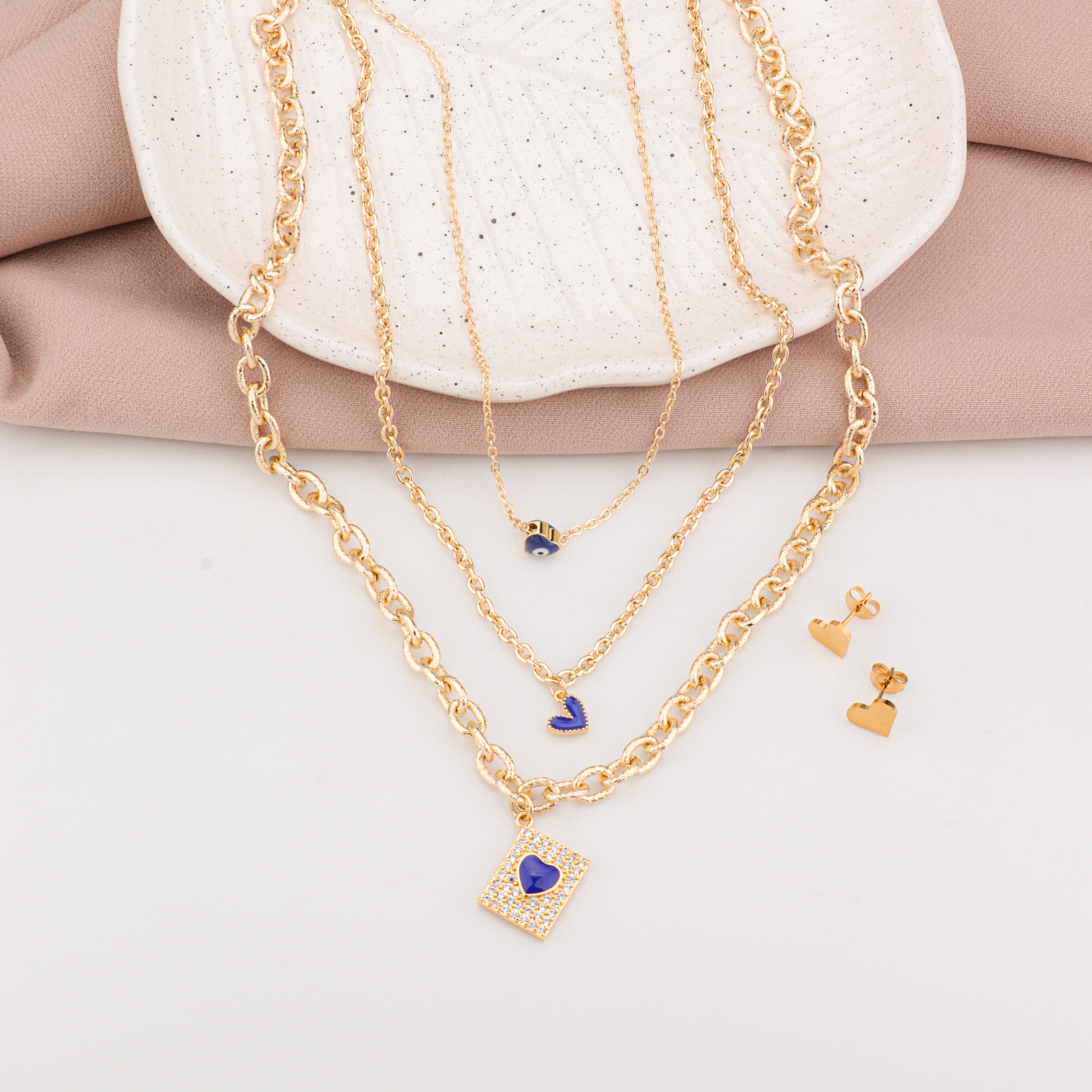 Conjunto de joyas en rodio