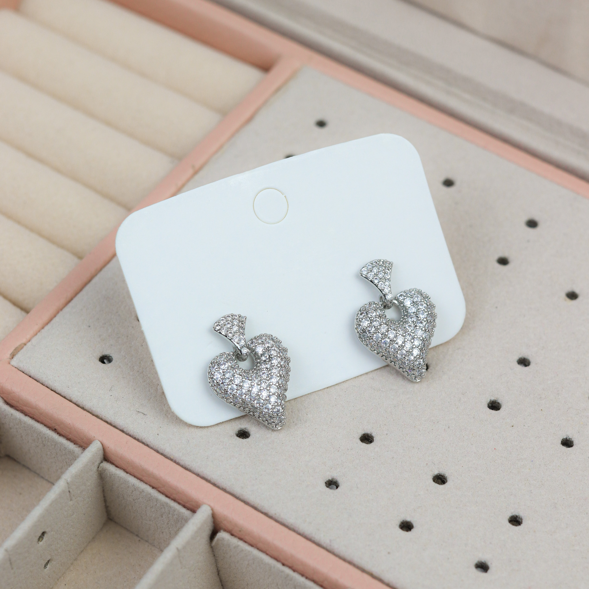 Pendientes de Corazón en rodio