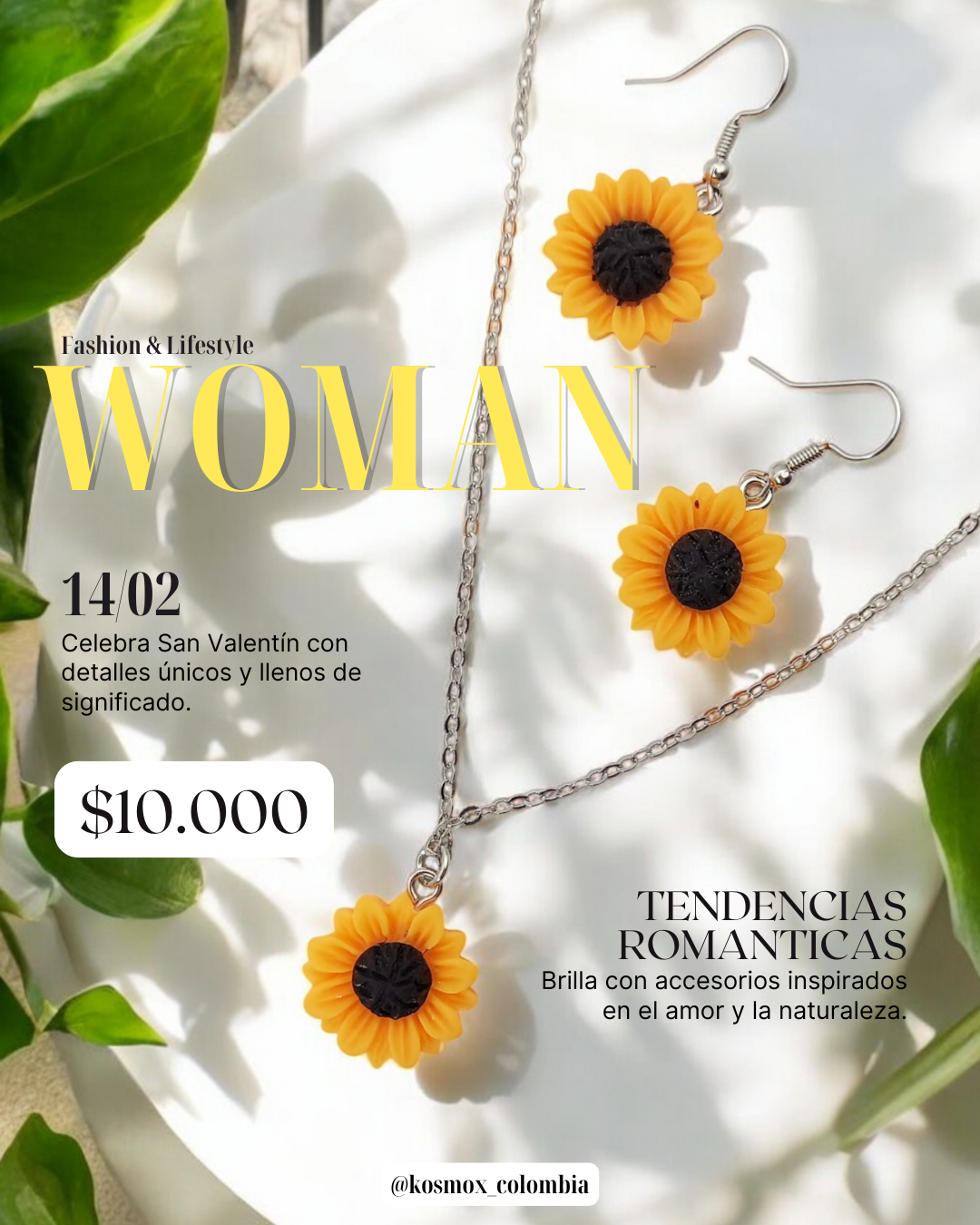 Collar y aretes de girasol