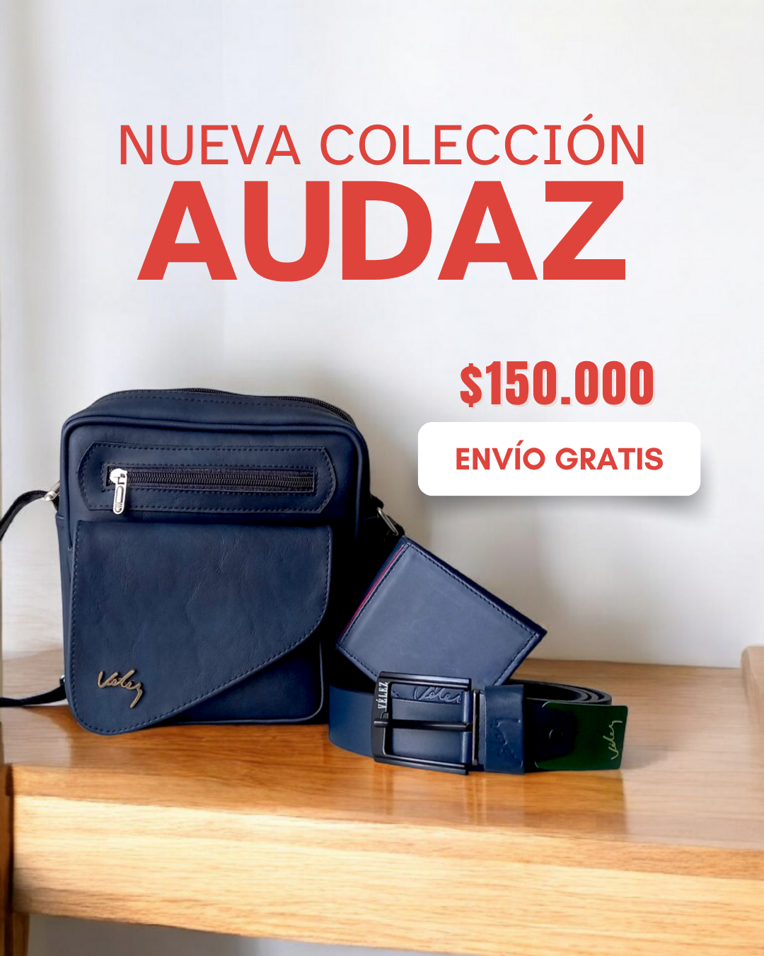 Cartera y cinturón de cuero