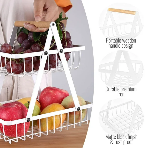 Canasta de frutas de doble nivel