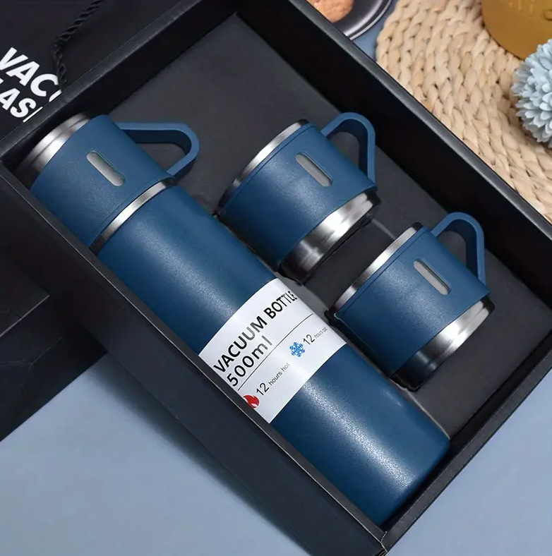 Botella térmica vacuum con tres tazas