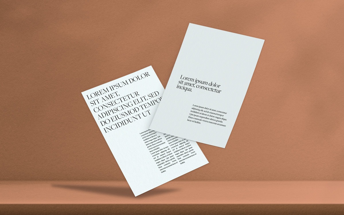 2 Flying Paper Pages PSD Mockup