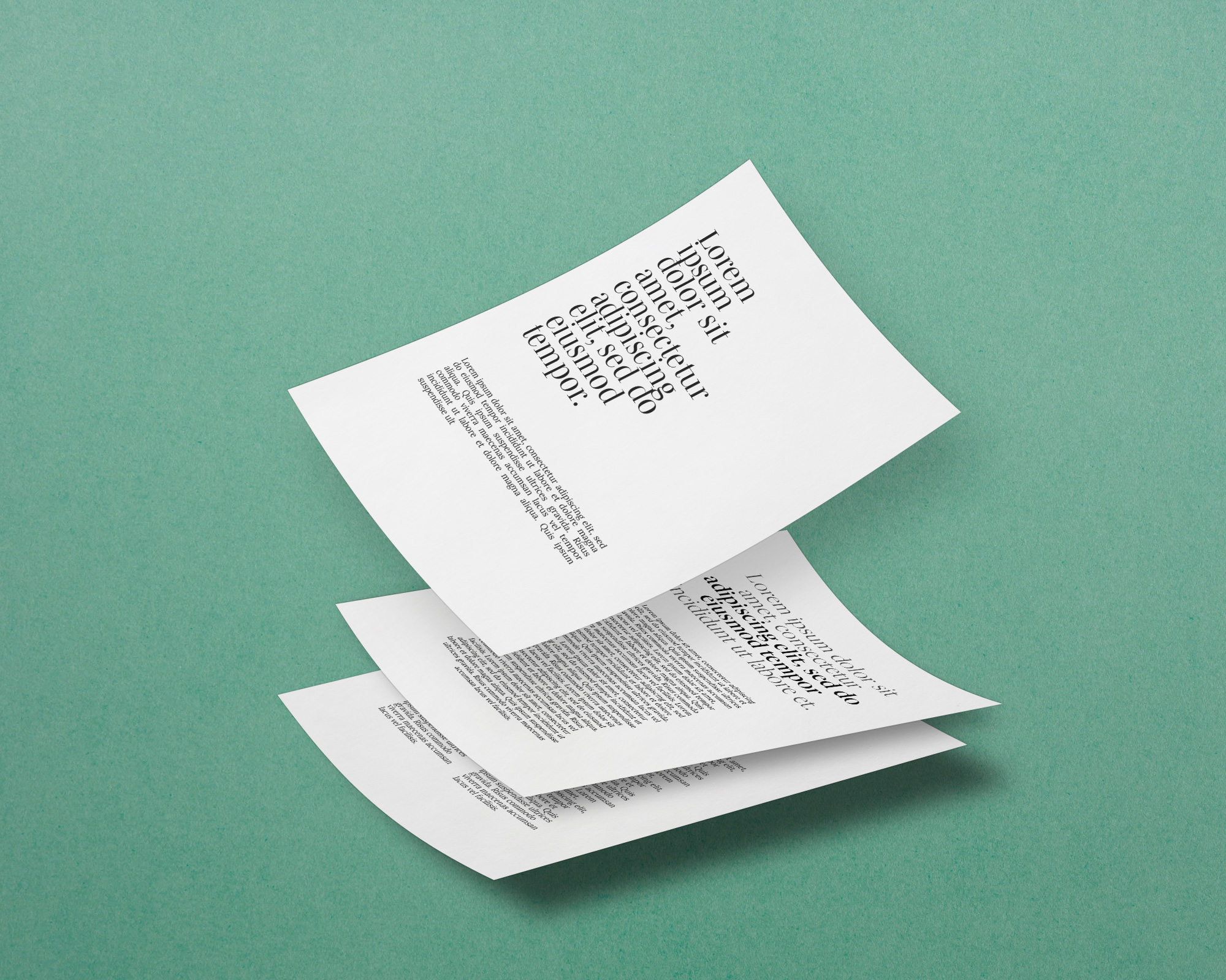 3 Falling Paper Pages PSD Mockup