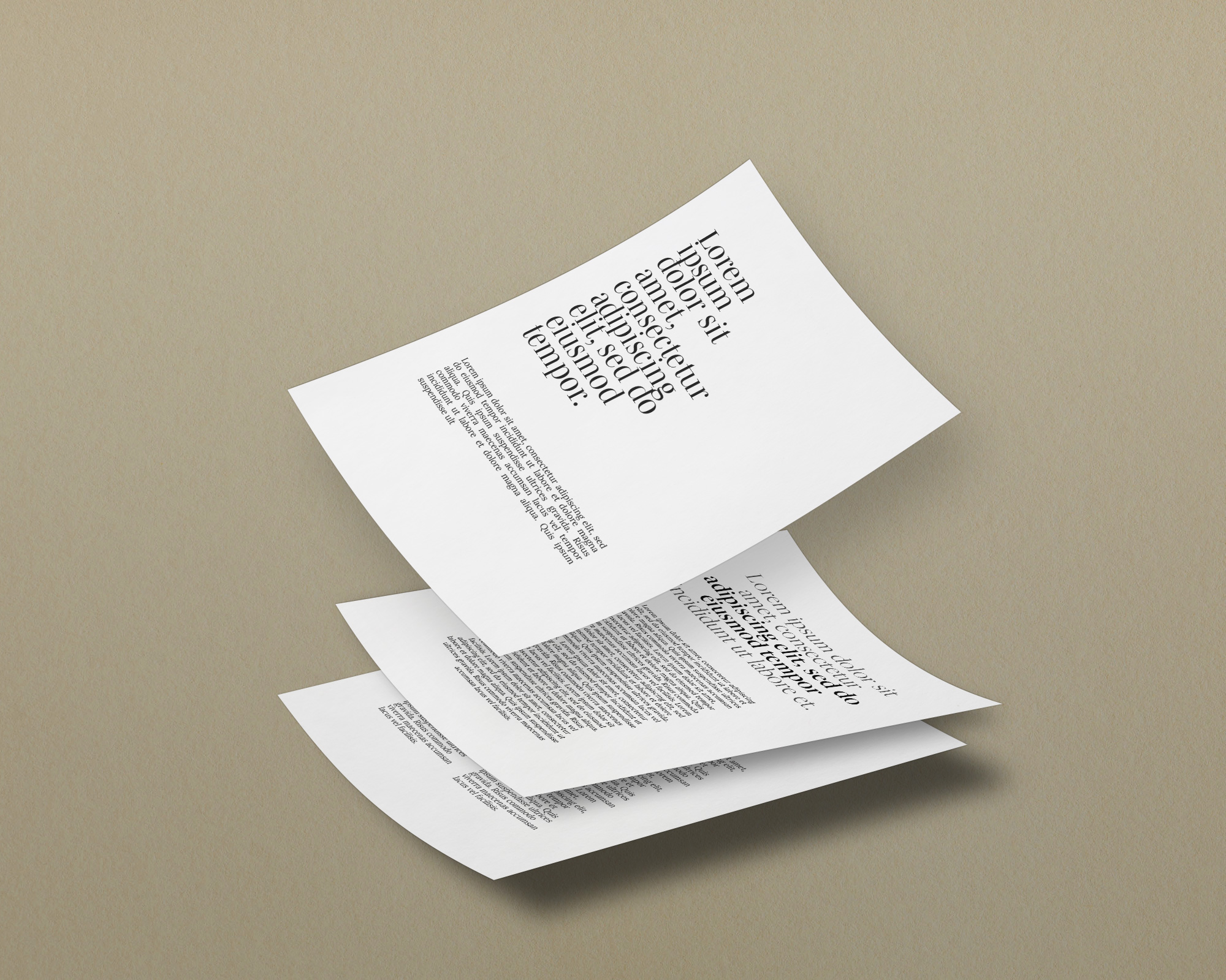 3 Falling Paper Pages PSD Mockup