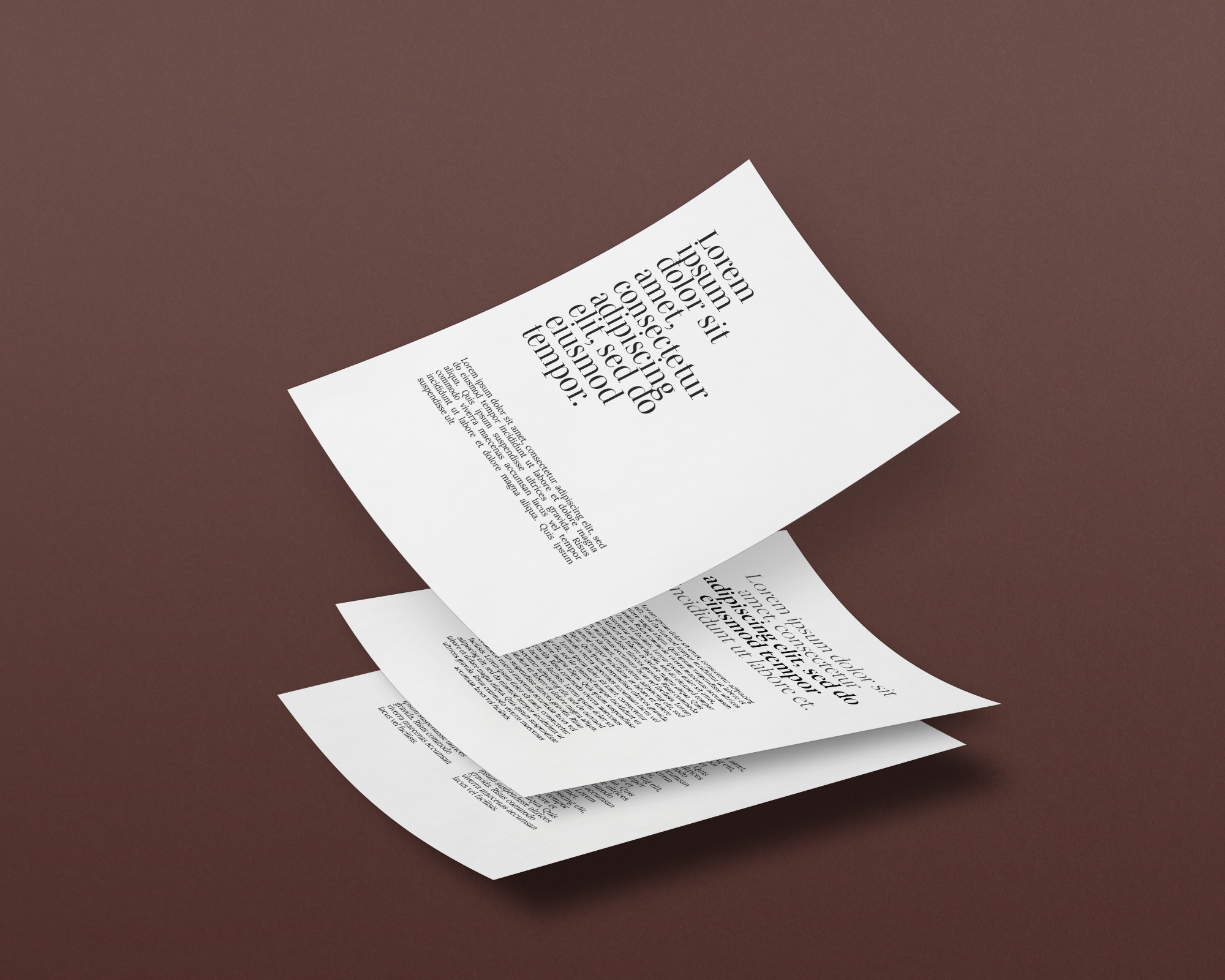 3 Falling Paper Pages PSD Mockup