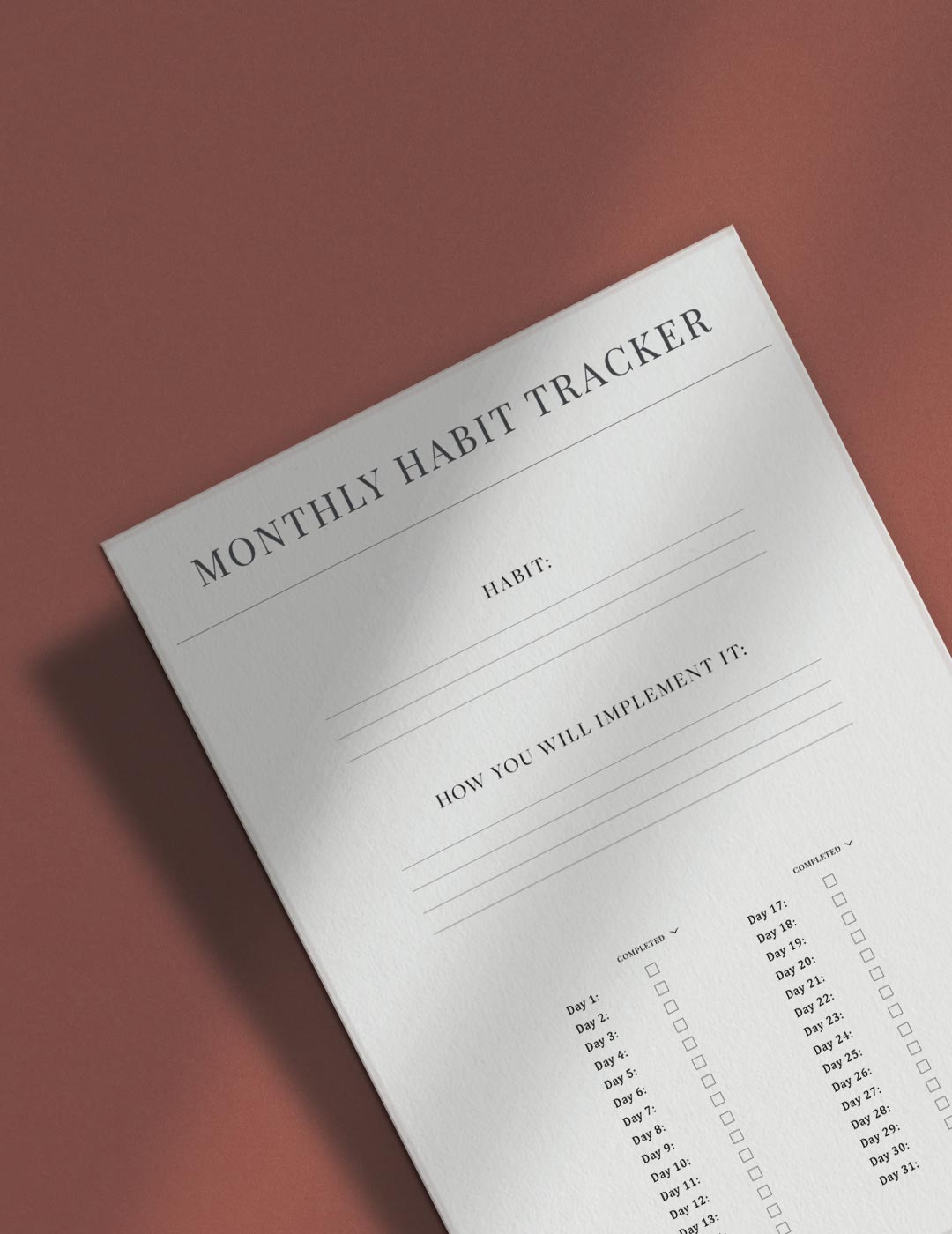 Habit Tracker No.1 Printable