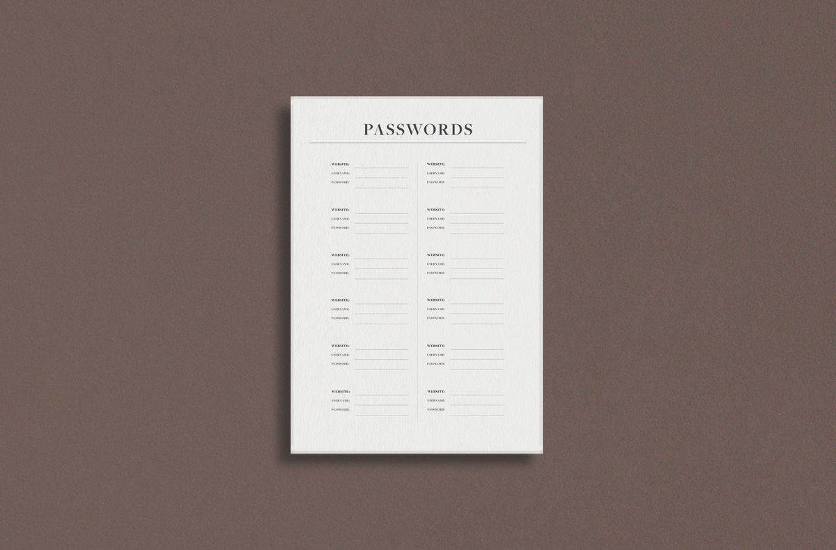 Password Keeper No.1 Printable