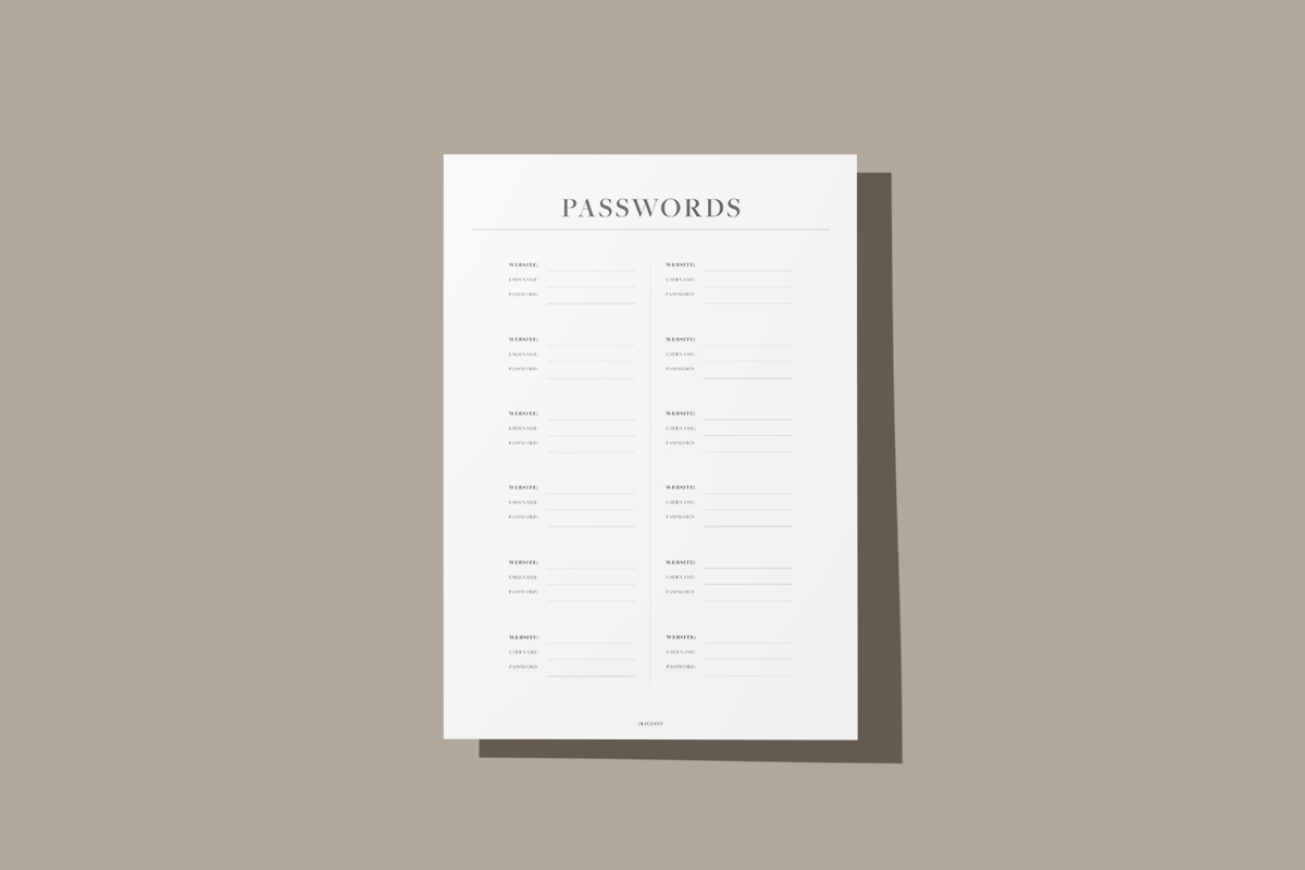 Password Keeper No.1 Printable