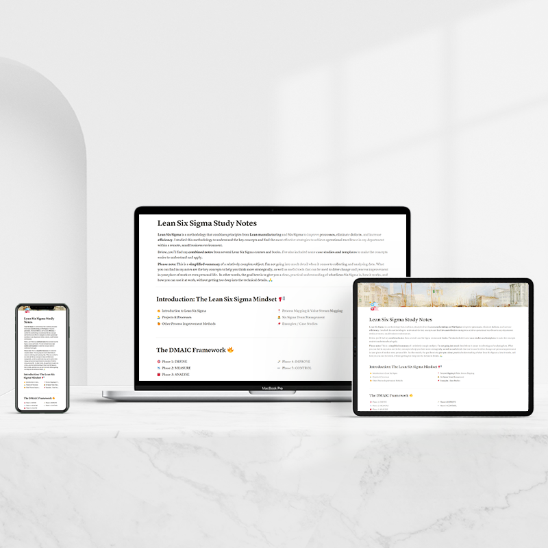 Lean Six Sigma Study Notes