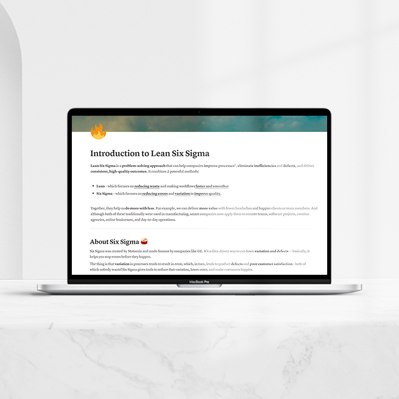 Lean Six Sigma Study Notes