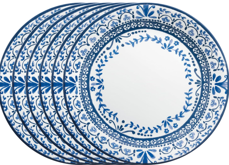 Vitrelle 6 PIECE Dinner Plates Set, Triple Layer Glass and Chip Resistant, Lightweight Round Plates, Portofino
