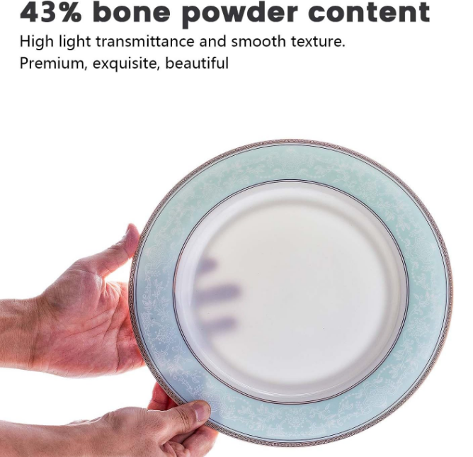 Fine Bone China Dinner Plates Sets, 4 Pcs Classic Relief Pattern Gilt Edged High Grade 10.5 inch Dinnerware Sets For 4 People