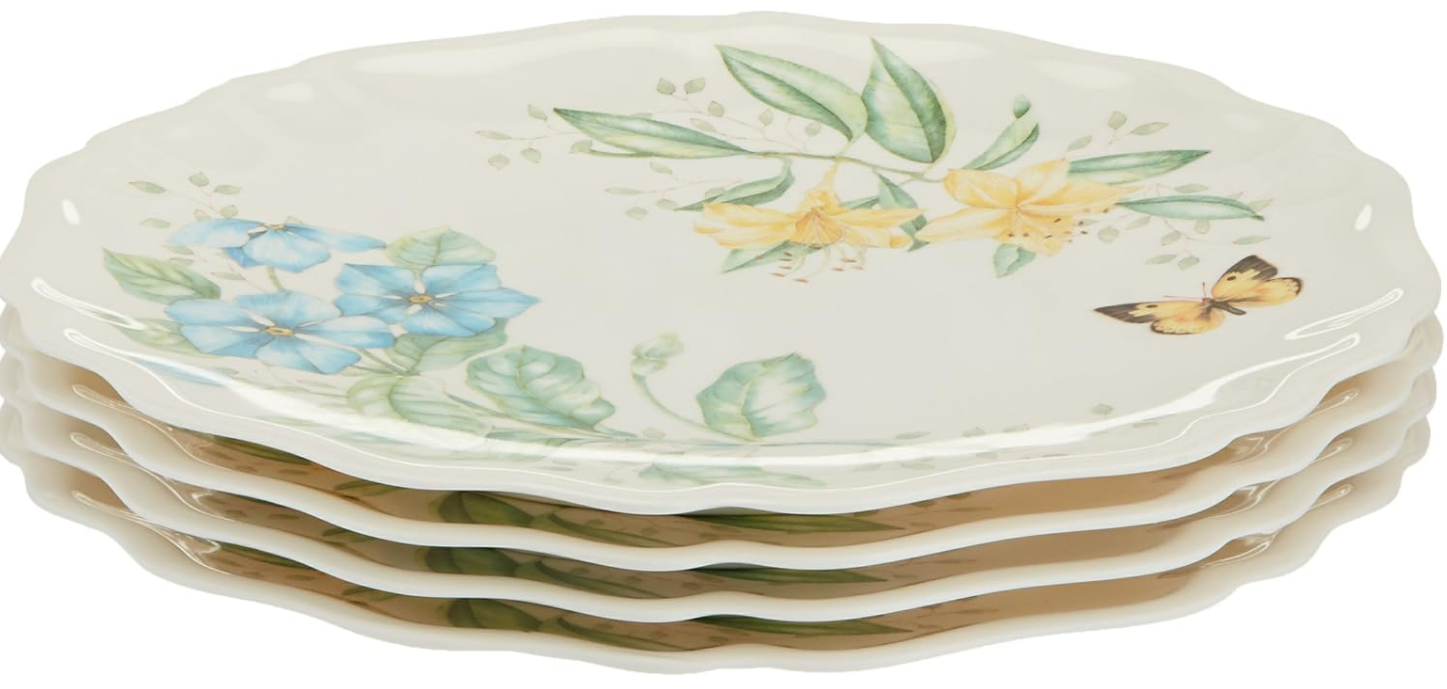 Butterfly Meadow Melamine Dinner Plates (Set of 4), White