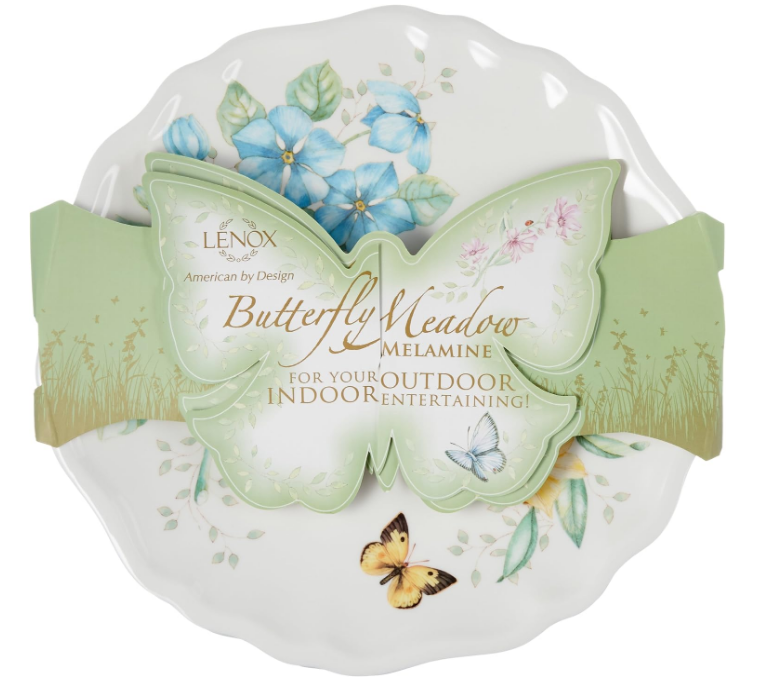 Butterfly Meadow Melamine Dinner Plates (Set of 4), White