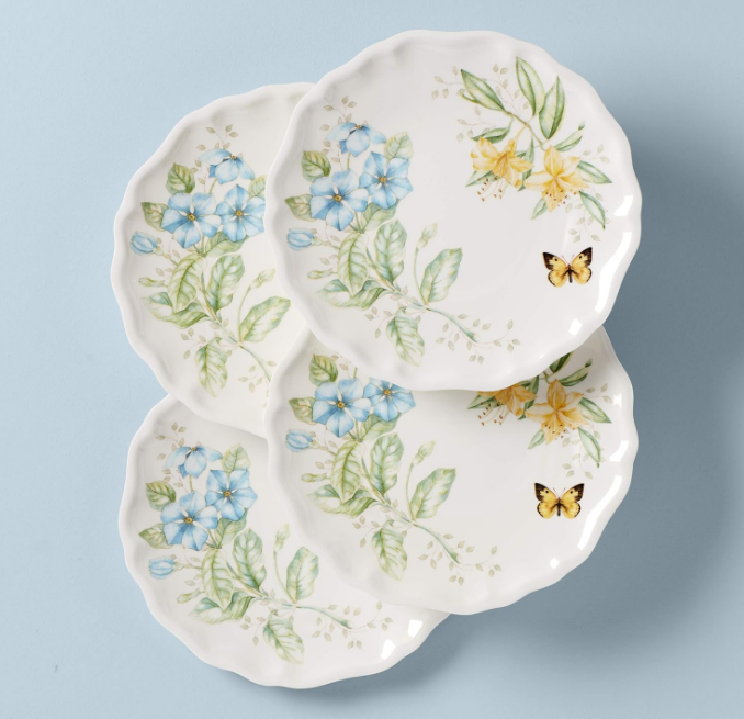 Butterfly Meadow Melamine Dinner Plates (Set of 4), White