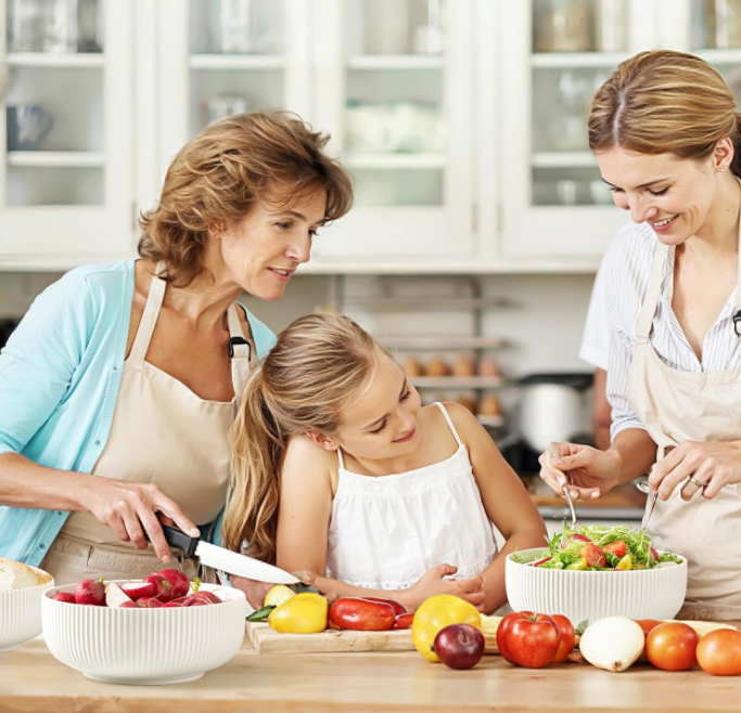2 Pack Salad Bowl, 8 inch 60 oz Large Serving Bowl Set, Deep Bowl for Kitchen, White Ceramic Bowl Set for Soup, Cereal, Ramen, Pasta, Salad, Dishwasher & Microwave Safe, Easy Clean