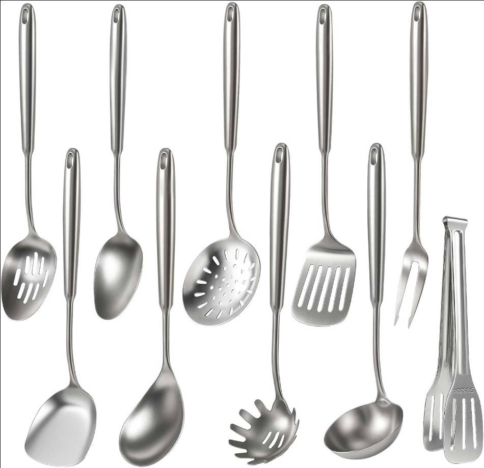 10 Pcs Cooking Utensils Set, 304 Stainless Steel Kitchen Utensils Set