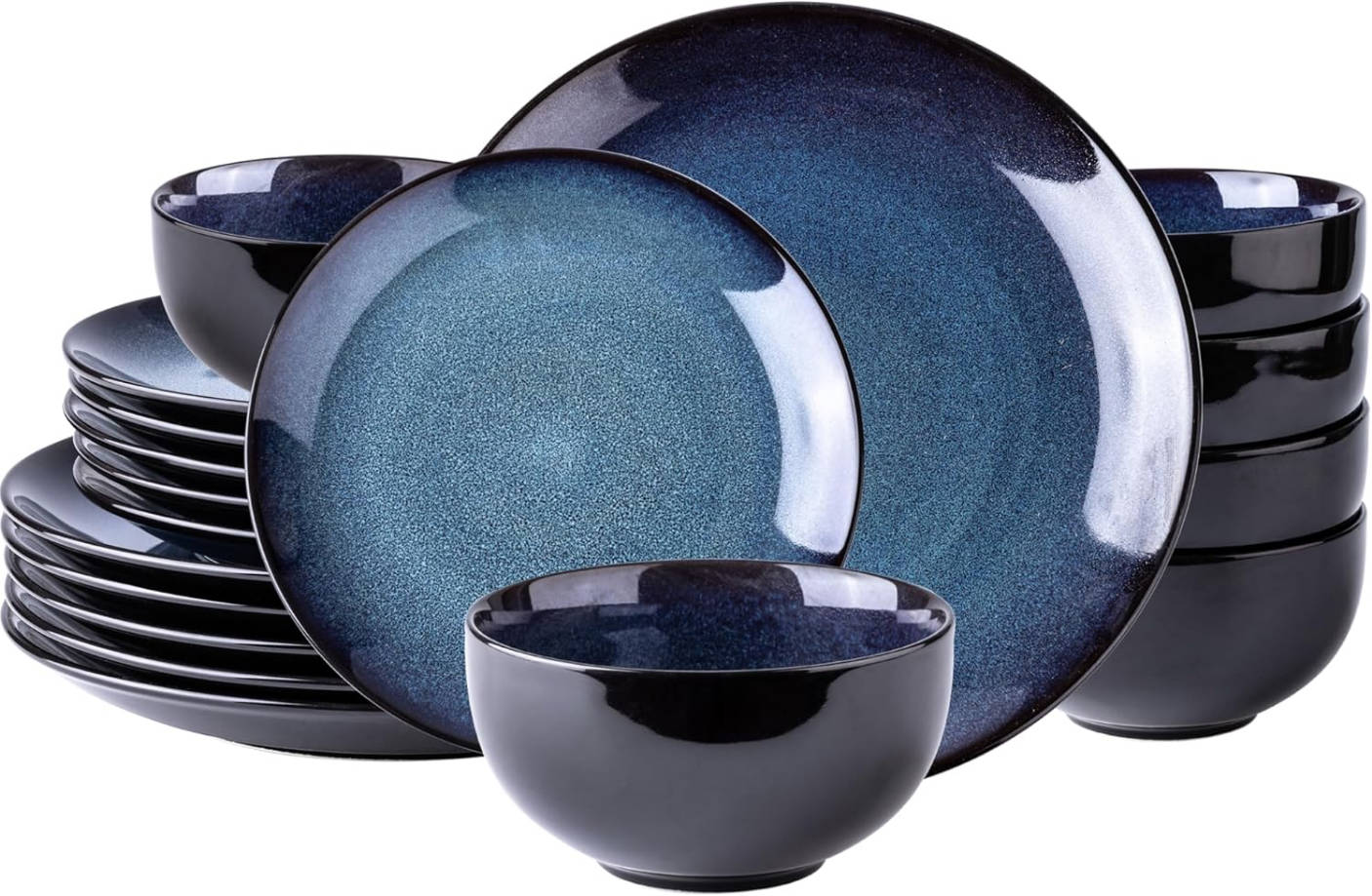 Ceramic Dinnerware Sets for 6,Plates and Bowls Sets,Handmade Reactive Glaze Dishes Set,