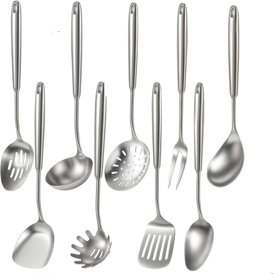 9 Pcs Cooking Utensils Set, 304 Stainless Steel Kitchen Utensils Set