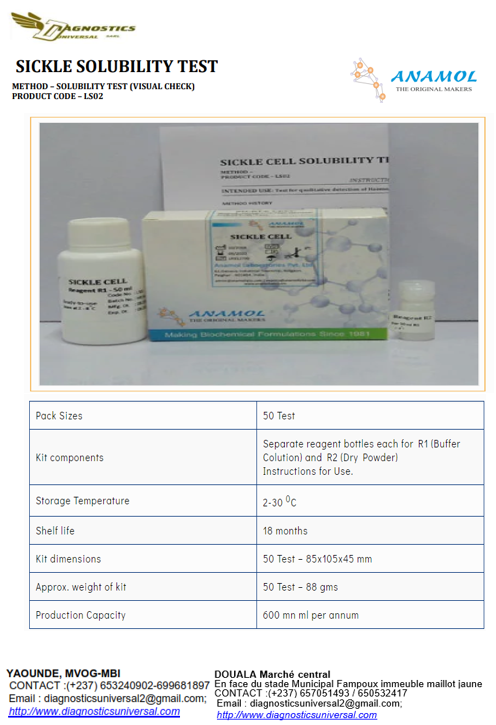 Électrophorèse de l'hémoglobine ANAMOL  