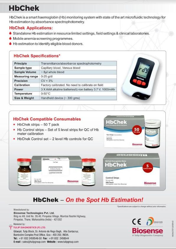 Analyseur d'Hémoglobine (Hémoglobinomètre) HbChek