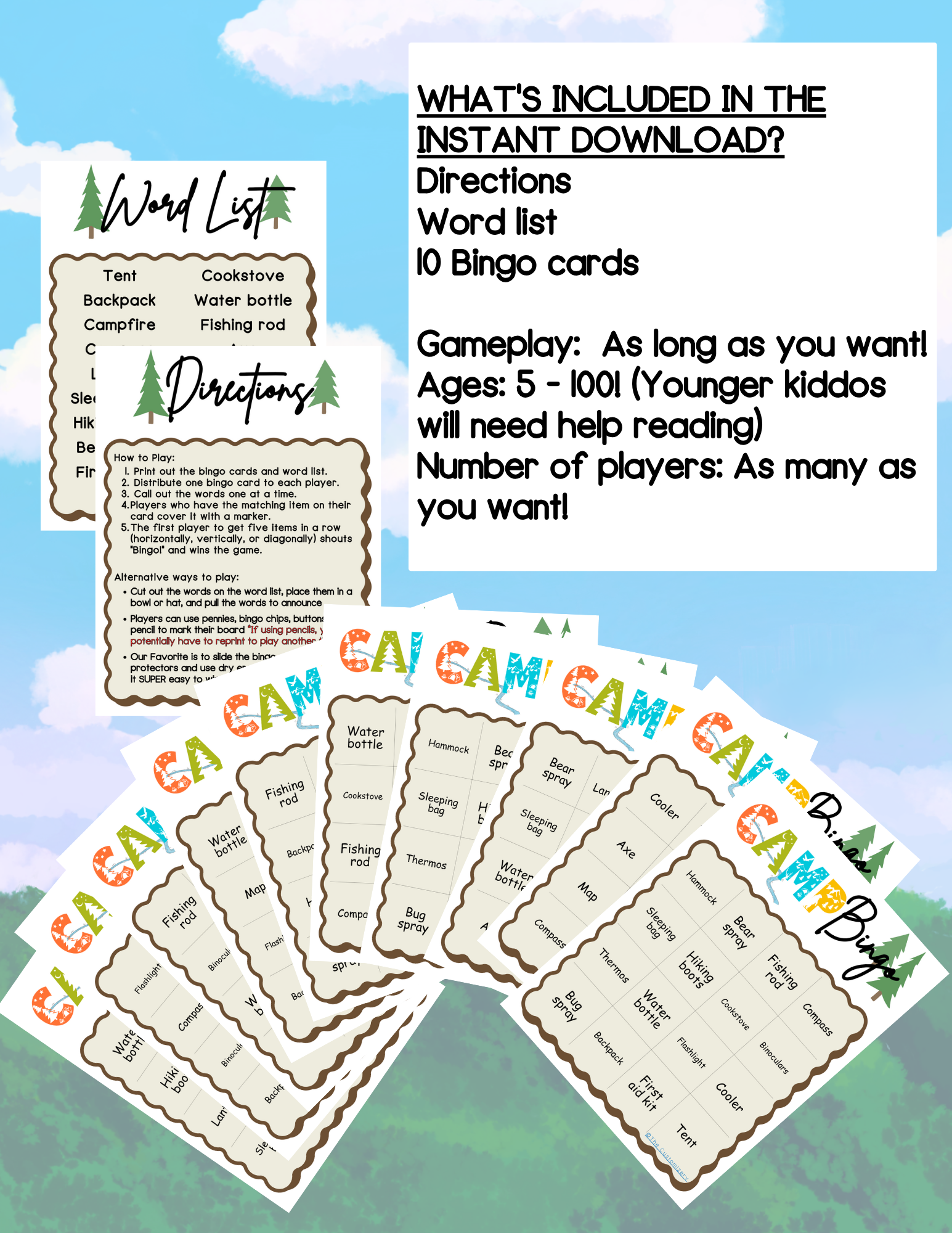 Camping Printable Bingo