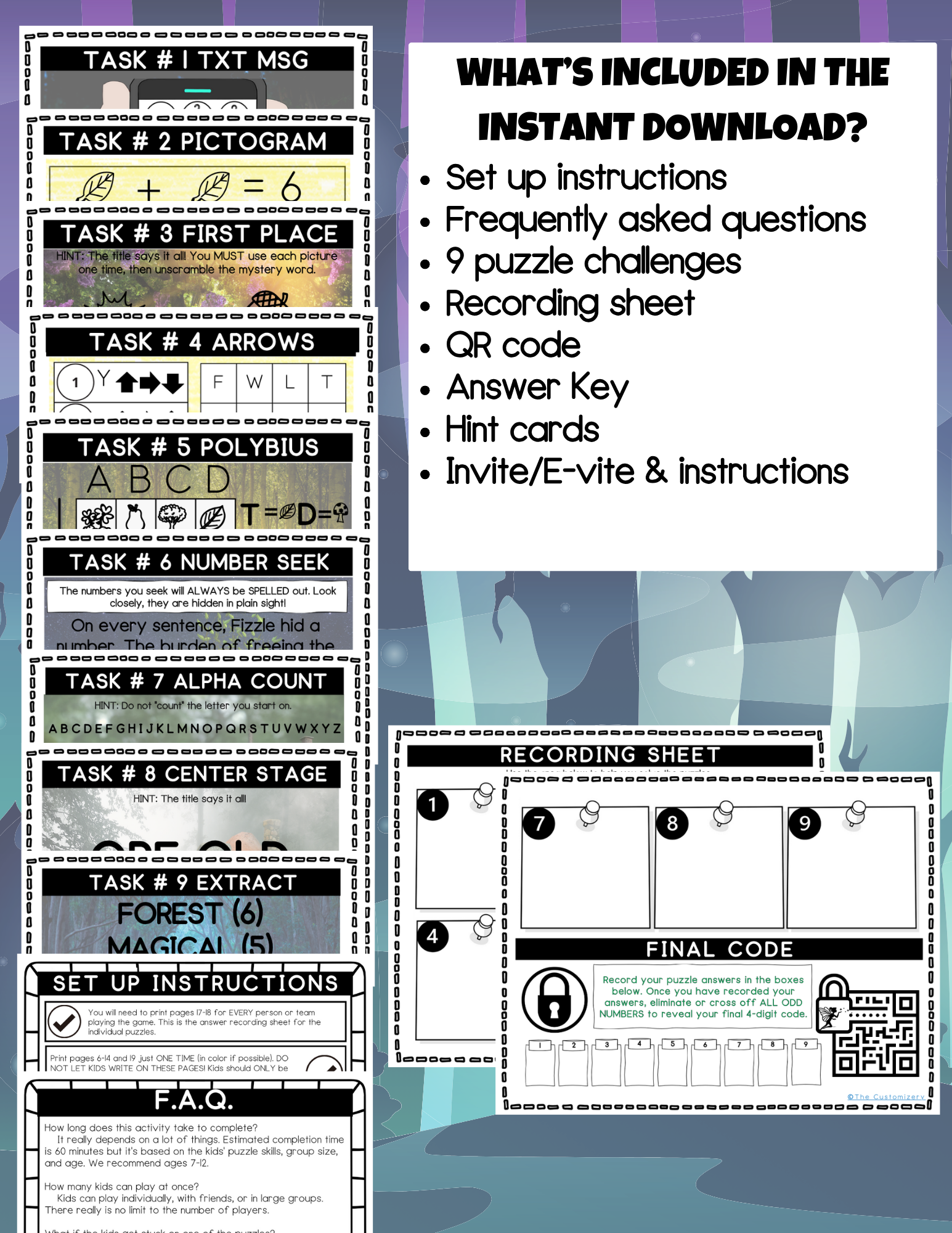 Fizzles Enchanted Forest Adventure: Printable Kids Escape Room Adventure