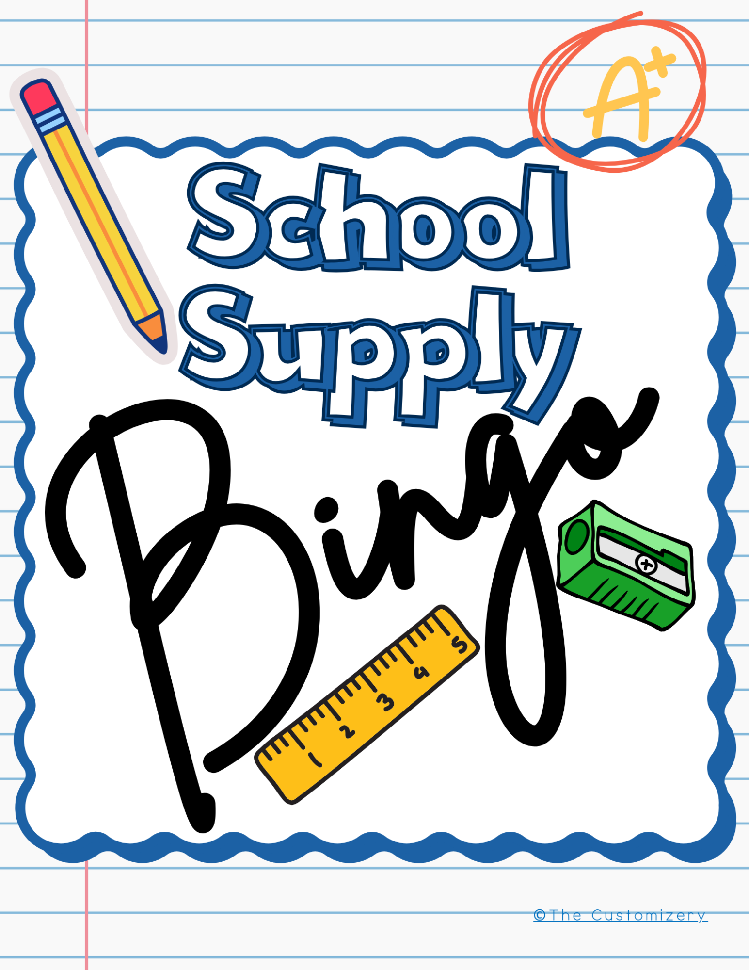 School Supply Bingo Game for Kids – Fun School Themed Printable Activity