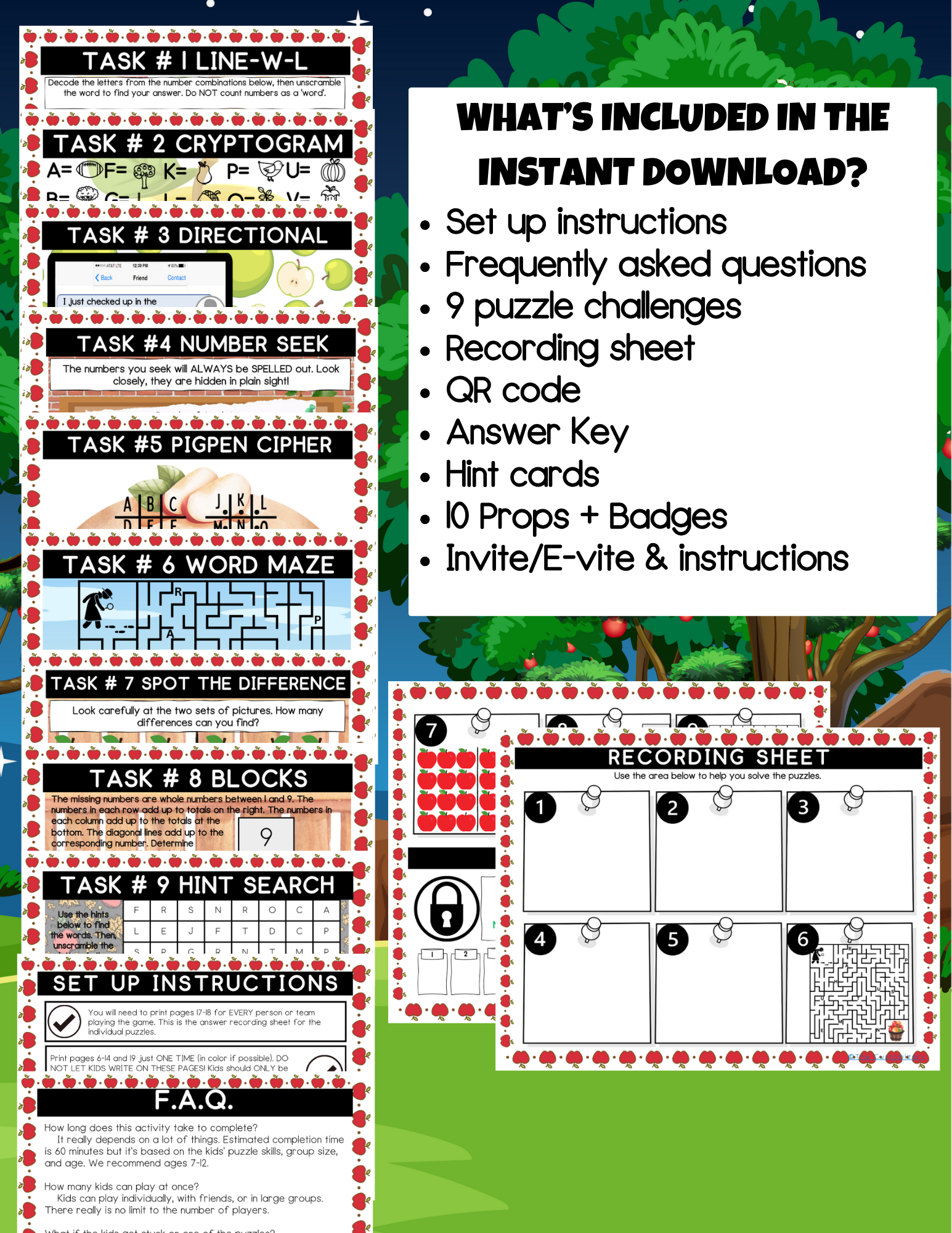 The Great Apple Orchard Mystery Escape Room – Printable Kids Adventure