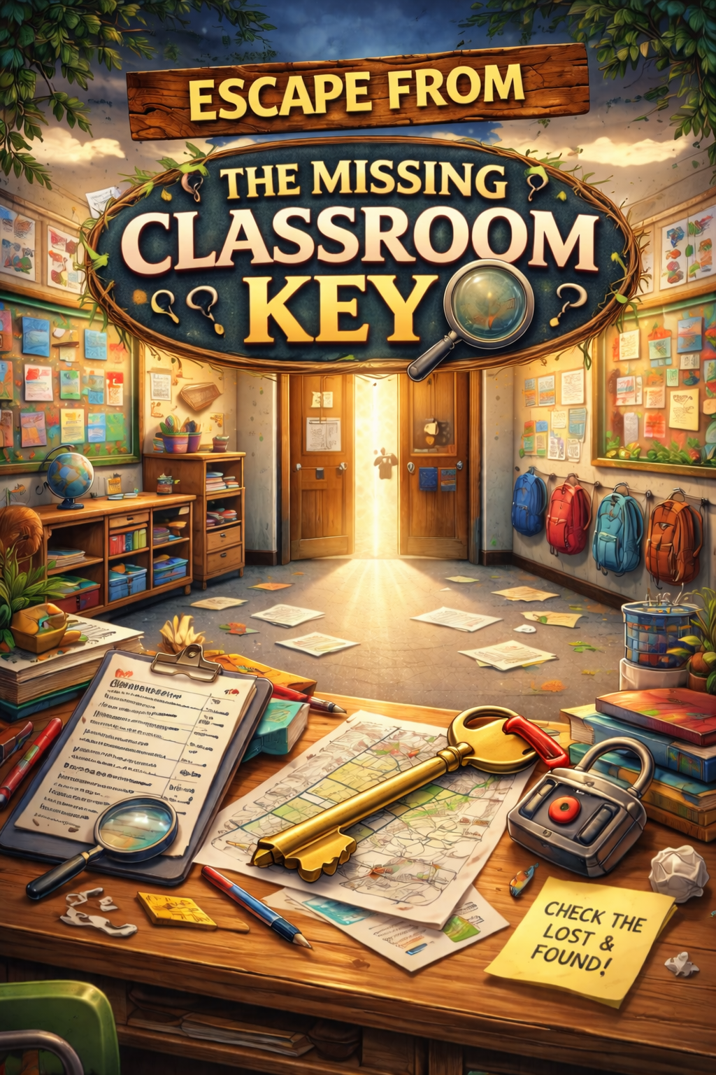 The Case of the Missing Classroom Key - Printable Kids Escape Room Game