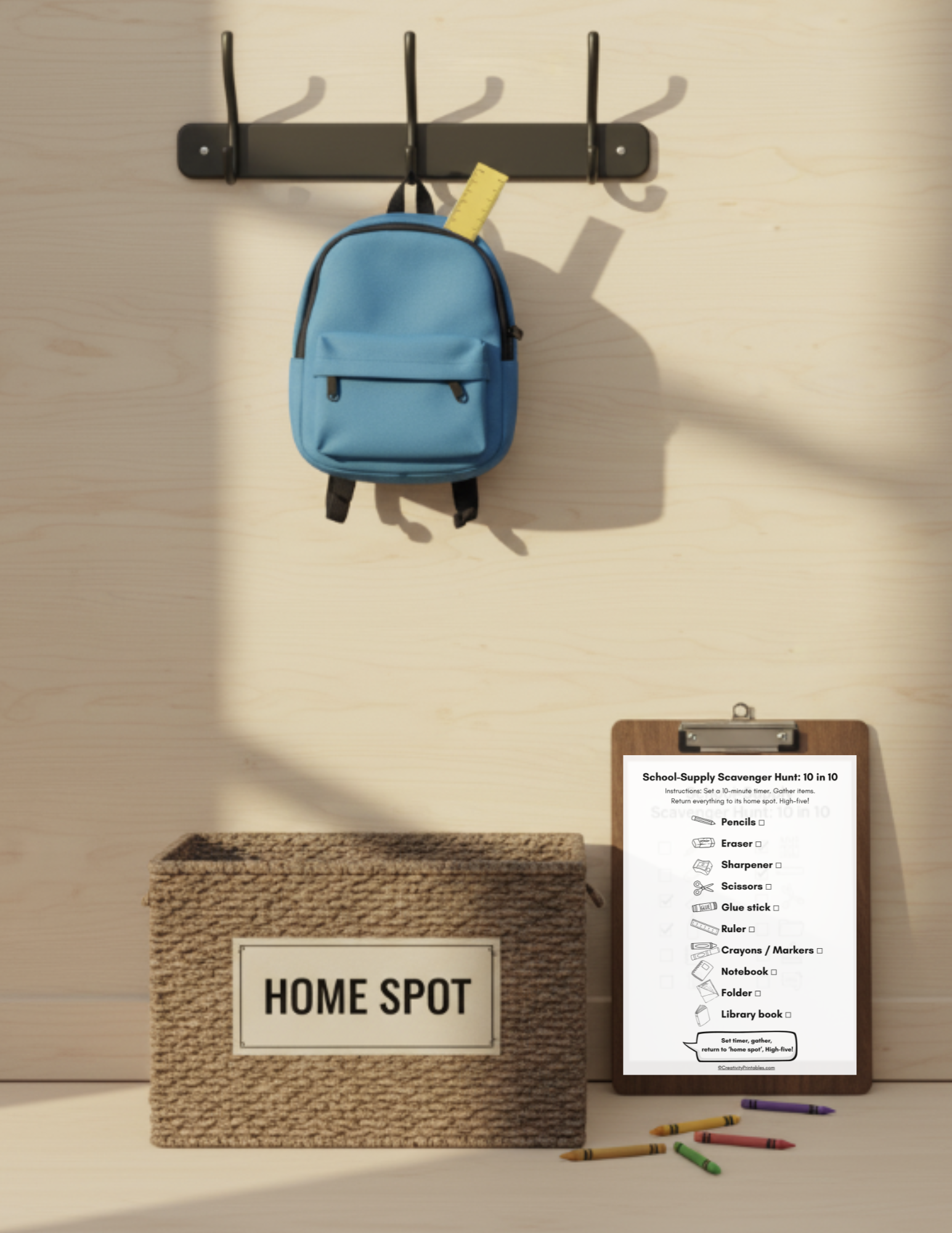 School-Supply Scavenger Hunt: 10 in 10 (Free Printable)