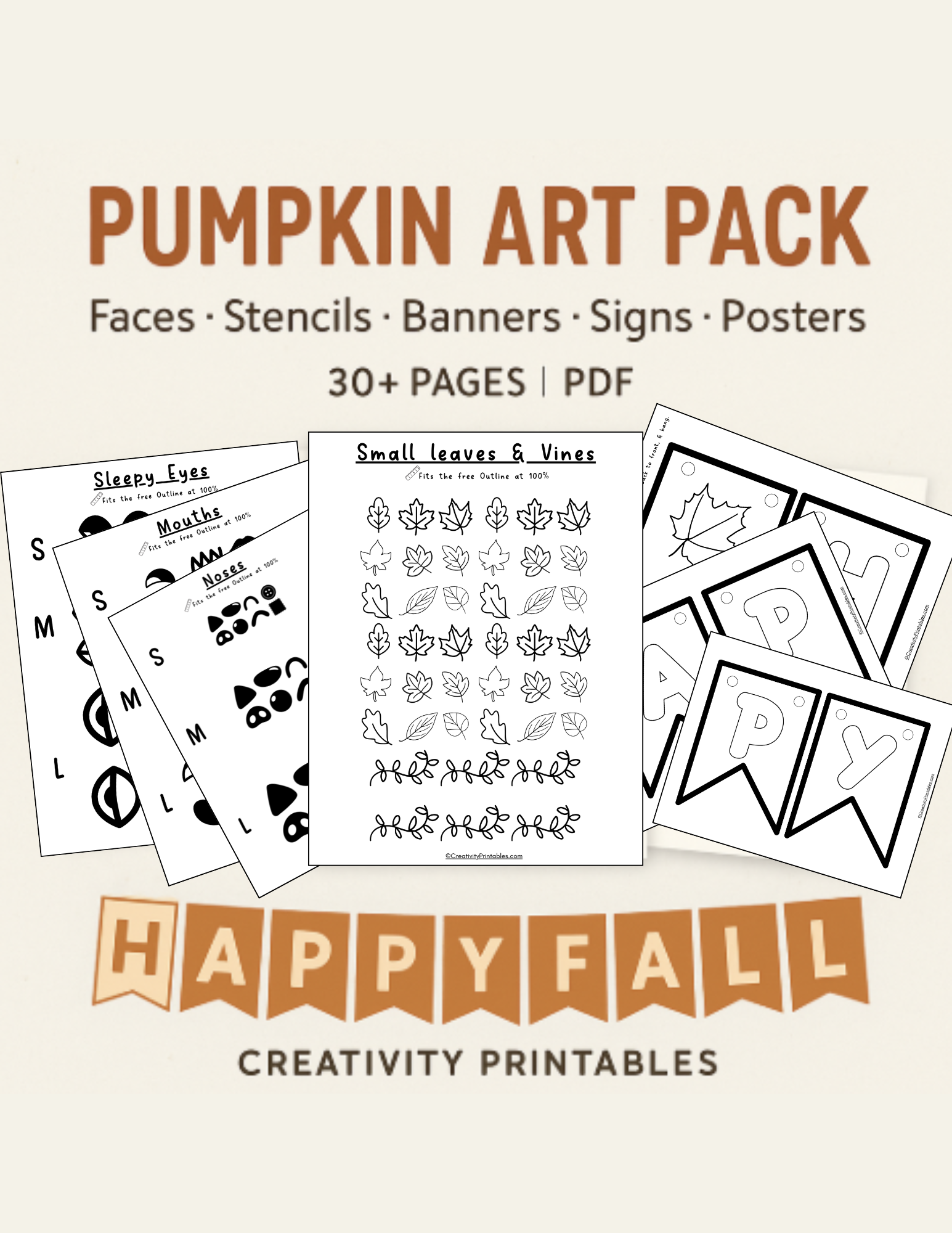 Pumpkin Art Pack: Faces, Letters, Banners, Signs & Posters