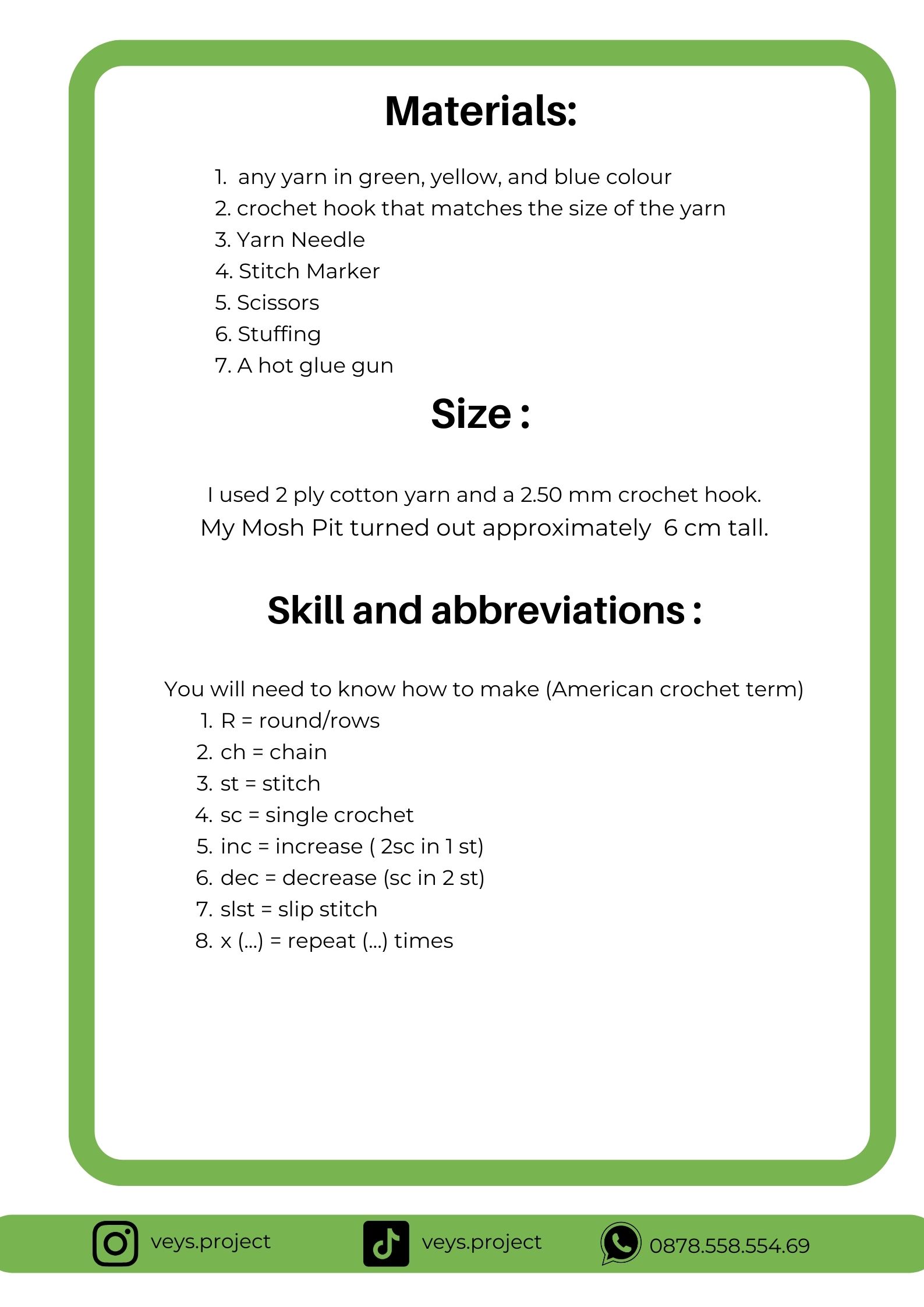 PDF Pattern - Mosh Pit Crochet Pattern - Mosh Pit Amigurumi - Digital File -