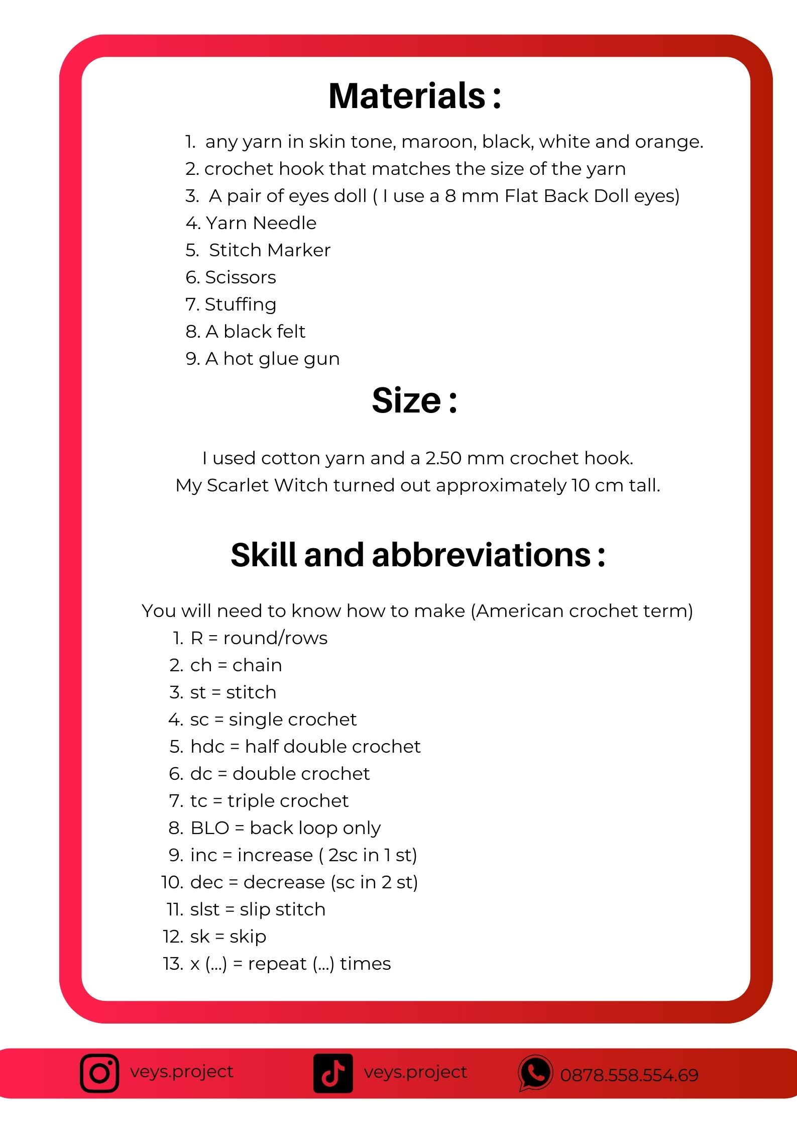 PDF Pattern - Scarlet Witch Crochet Pattern - Scarlet Witch Hero Amigurumi - Digital File -