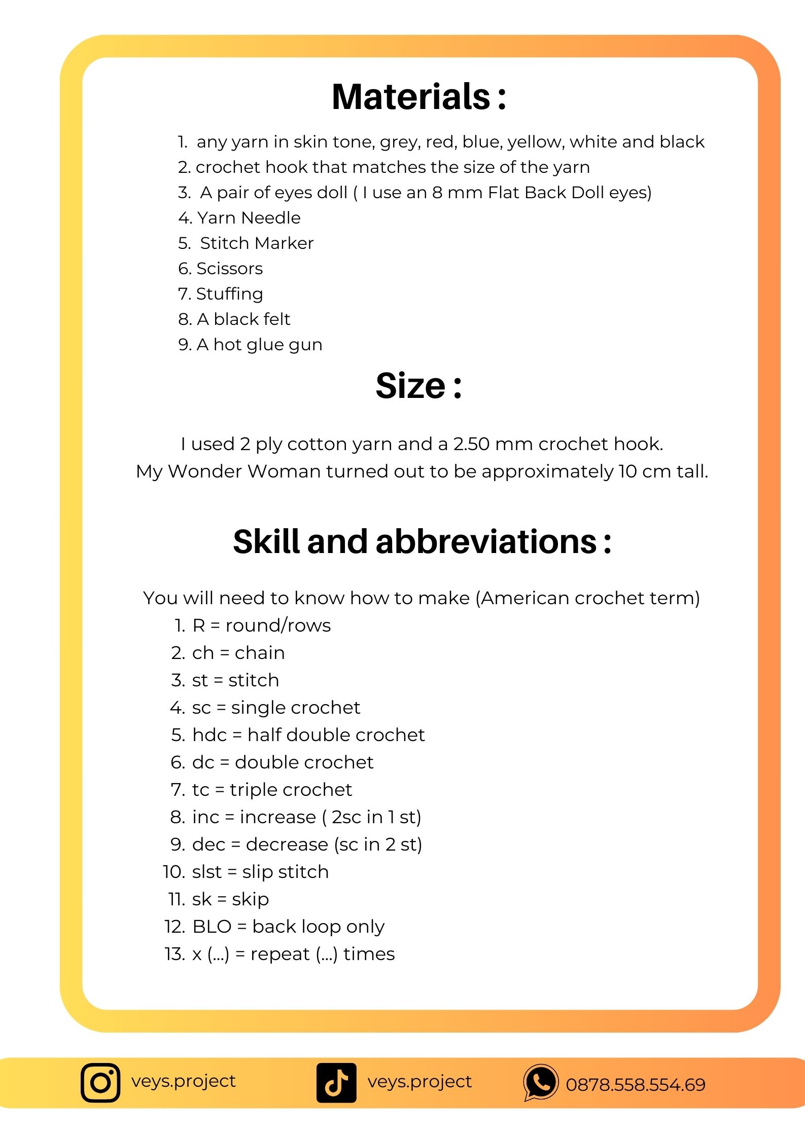 PDF Pattern - Wonder woman Crochet Pattern - Wonder woman Amigurumi - Digital File -