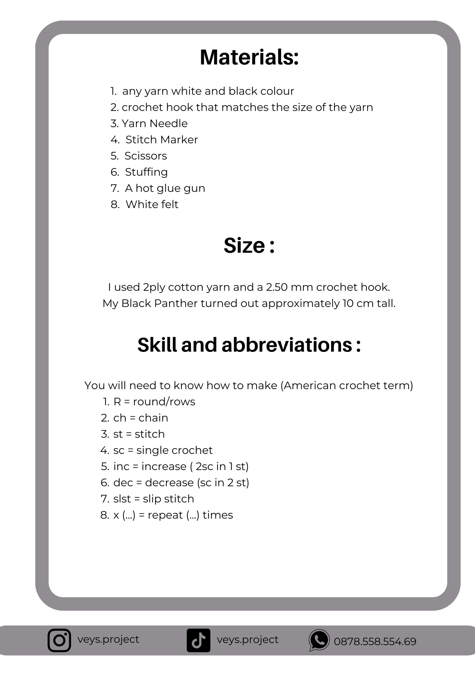 PDF PATTERN - Black Panther Crochet Pattern - Black Panther Amigurumi- Digital File -