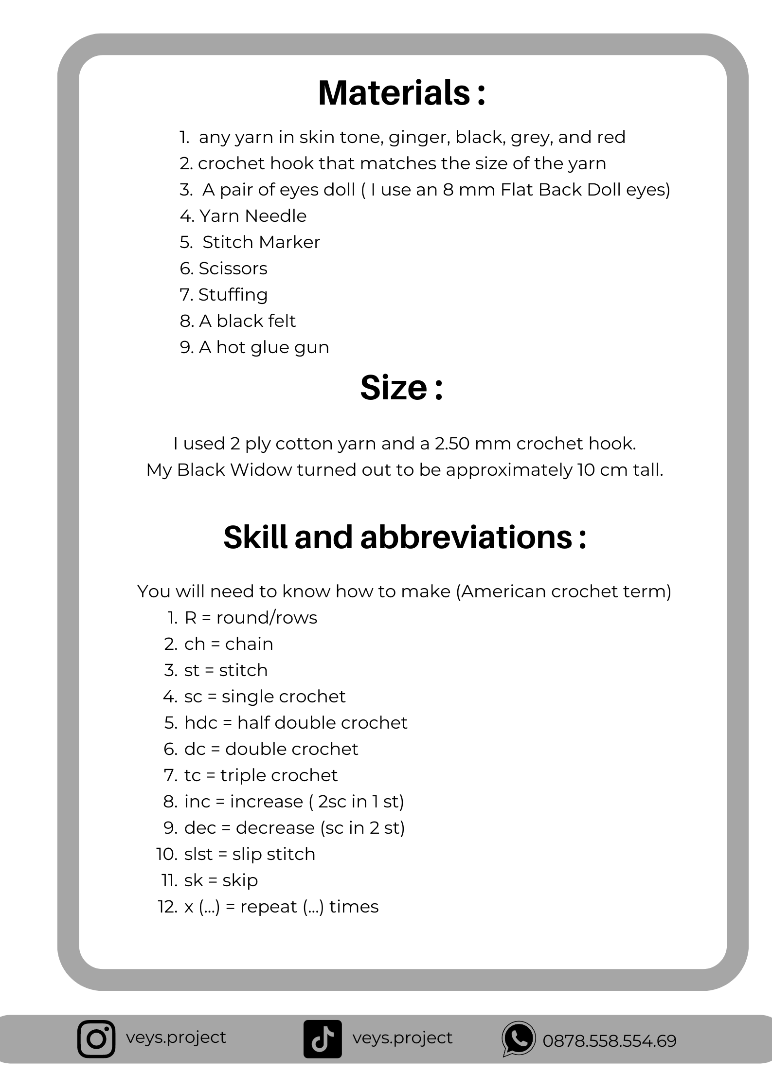 PDF PATTERN - Black Widow Crochet Pattern - Black WidowAmigurumi - Digital File -